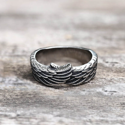 Hugging Angel Wing Stainless Steel Ring