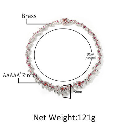 Iced Out Red Eyes Zircon-set Thorn Necklace