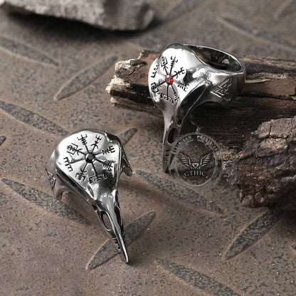 Icelandic Vegvisir Raven Stainless Steel Ring