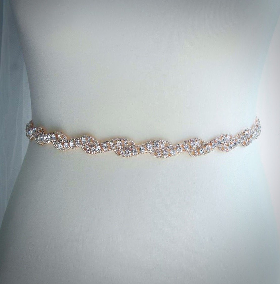 Liza - Rhinestone Bridal Belt/Sash - Available in Rose Gold, Silver and Yellow Gold