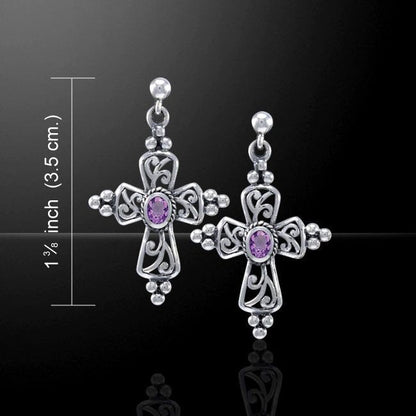 Celtic Cross Gemstone Earrings