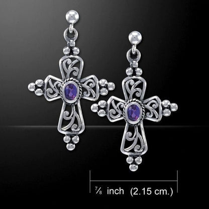 Celtic Cross Gemstone Earrings