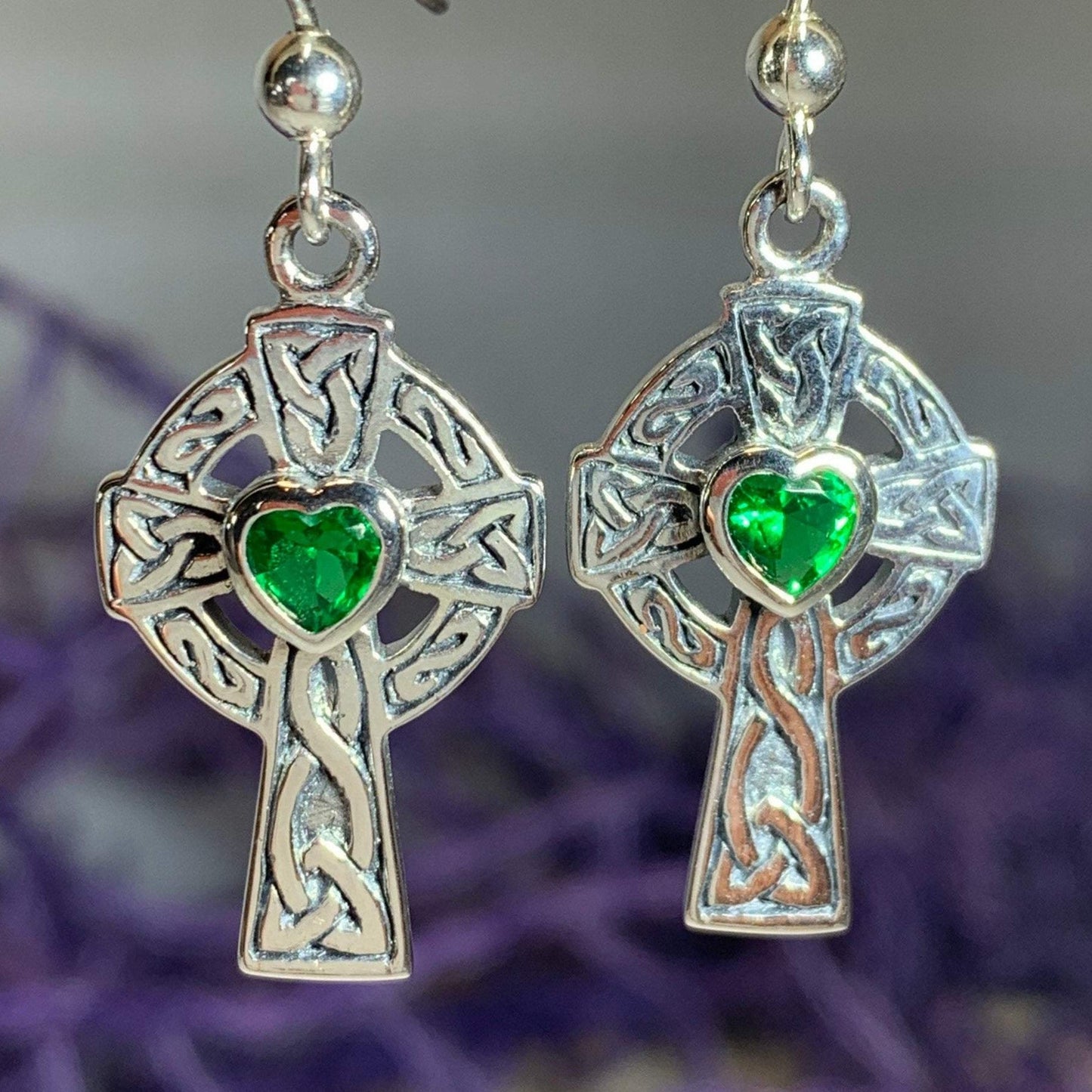 Celtic Cross Heart Earrings