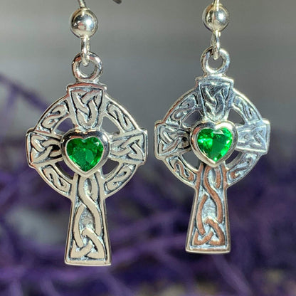 Celtic Cross Heart Earrings