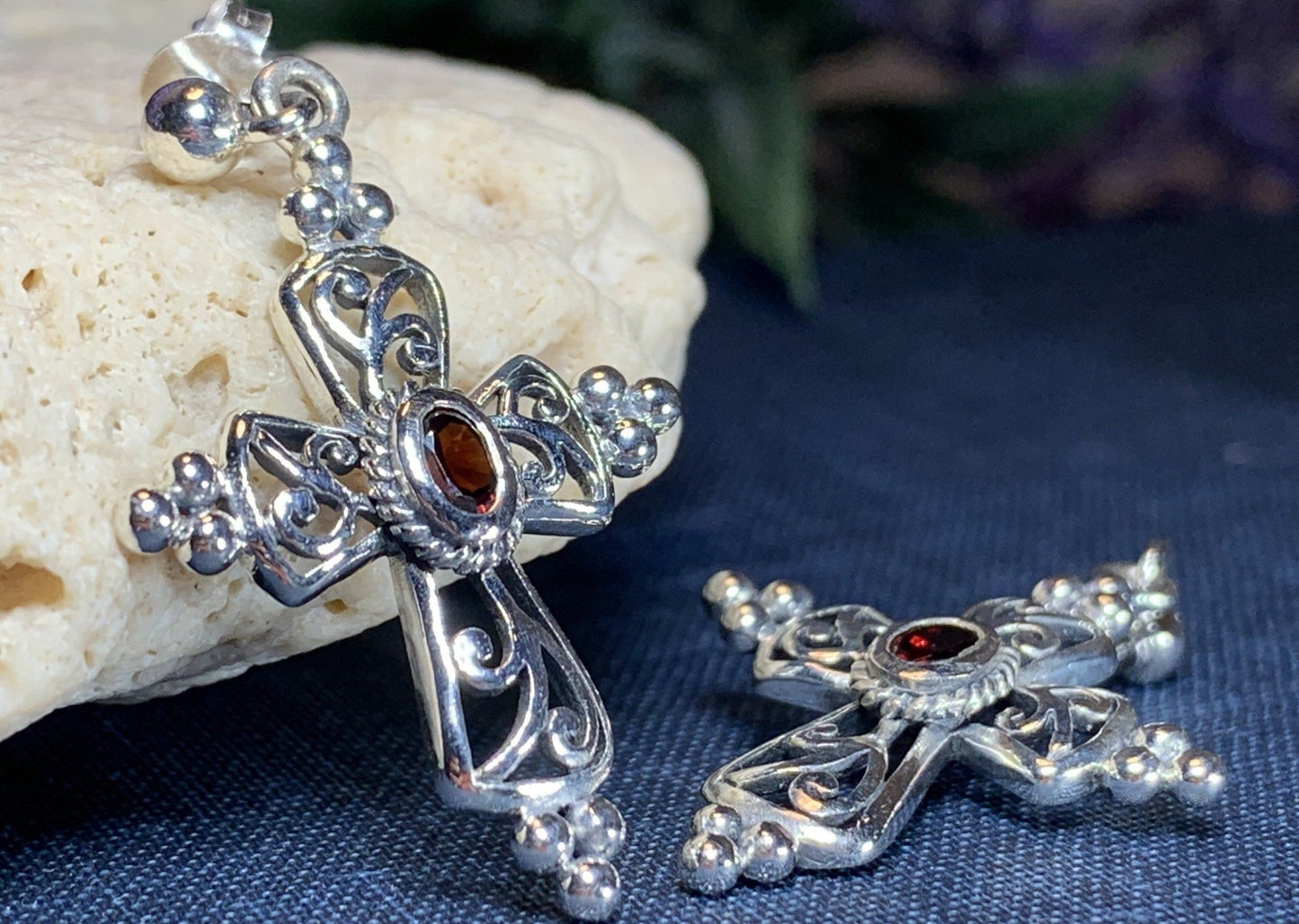 Celtic Cross Gemstone Earrings