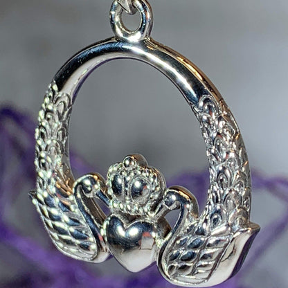 Loving Swan Claddagh Necklace