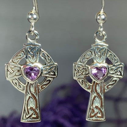 Celtic Cross Heart Earrings