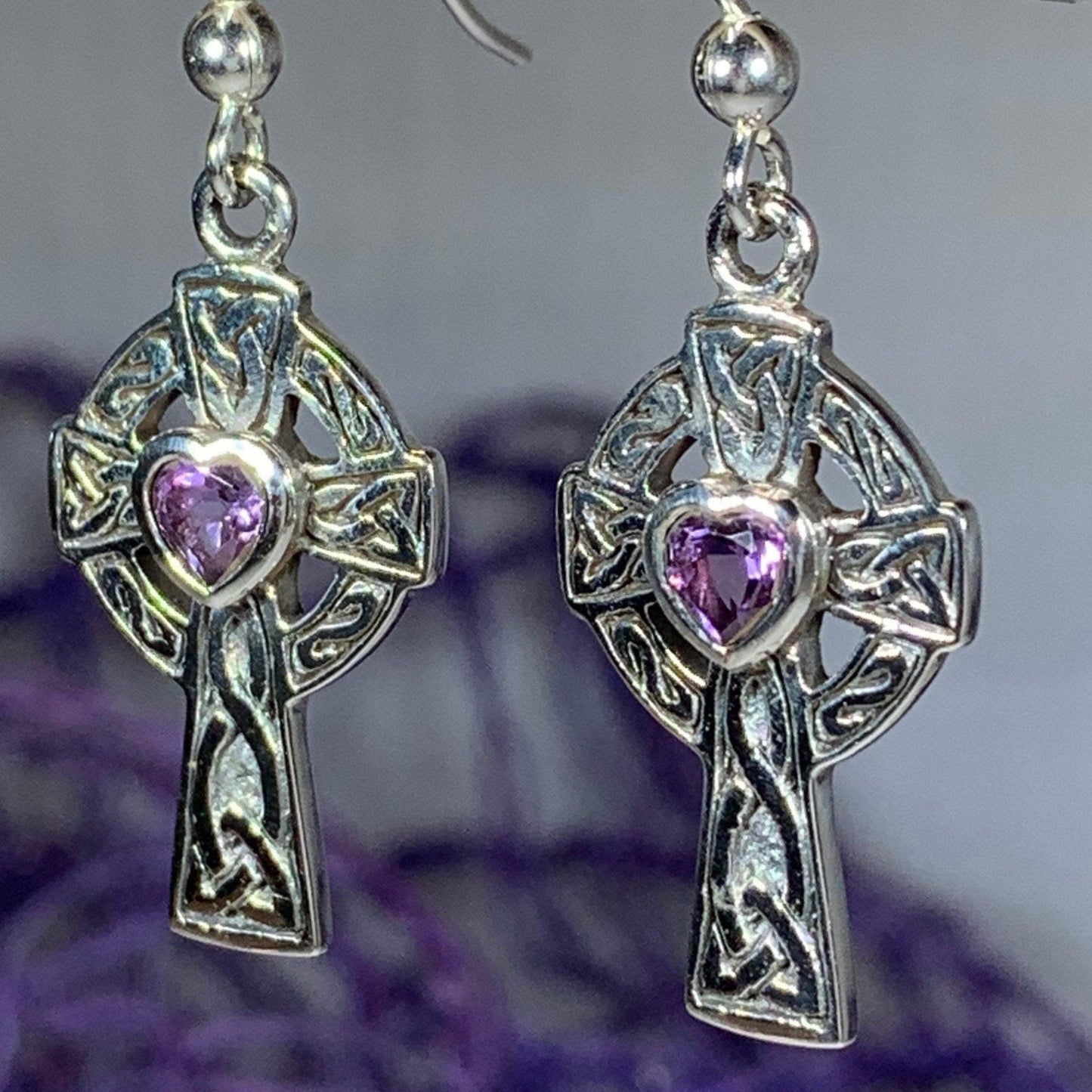 Celtic Cross Heart Earrings