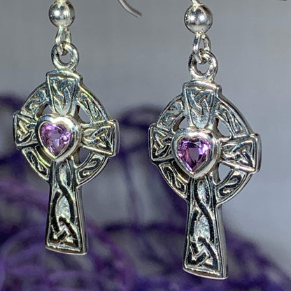 Celtic Cross Heart Earrings