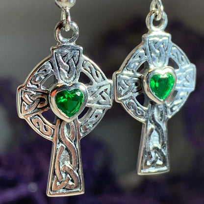 Celtic Cross Heart Earrings