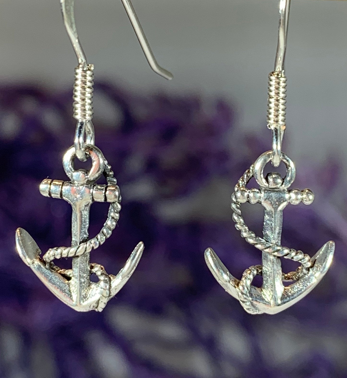 Petite Anchor SIlver Earrings