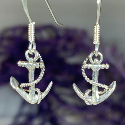 Petite Anchor SIlver Earrings