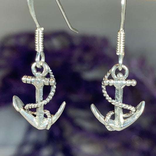 Petite Anchor SIlver Earrings