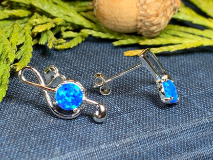 Opal Music Note Stud Earrings