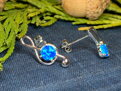 Opal Music Note Stud Earrings