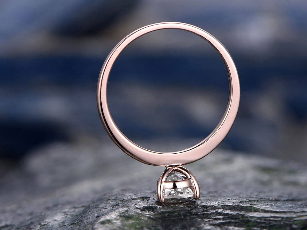 Natural moonstone ring gold vintage solitaire ring pear moonstone engagement ring 14k/18k rose gold June birthstone ring anniversary gift