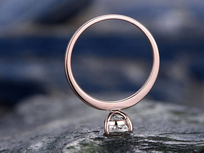 Natural moonstone ring gold vintage solitaire ring pear moonstone engagement ring 14k/18k rose gold June birthstone ring anniversary gift