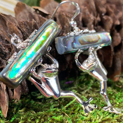 Abalone Frog Earrings