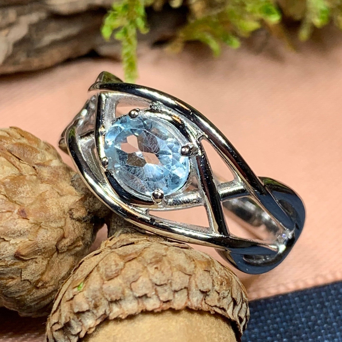 Blue Topaz Celtic Knot Ring