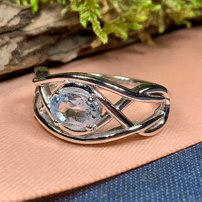 Blue Topaz Celtic Knot Ring