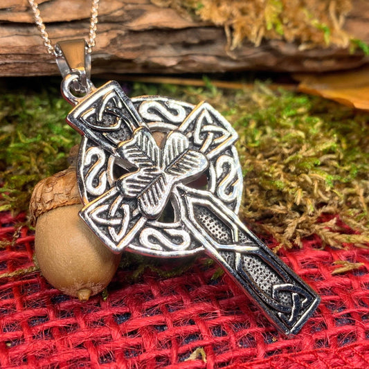 Steel Celtic Cross Necklace