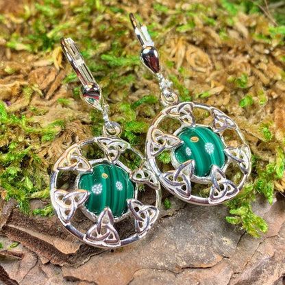 Malachite Trinity Knot Earrings