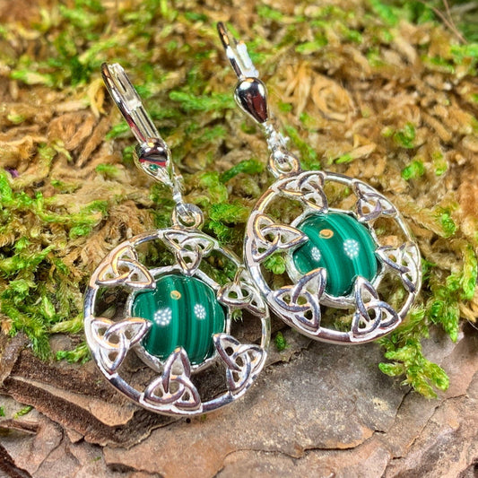 Malachite Trinity Knot Earrings