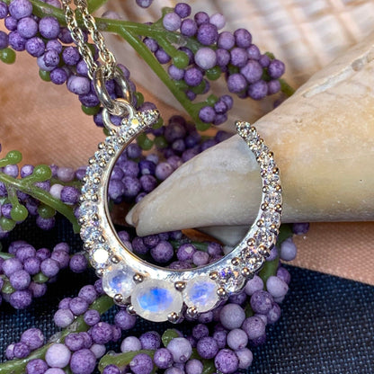 Moonstone Crescent Moon Necklace