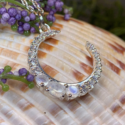 Moonstone Crescent Moon Necklace