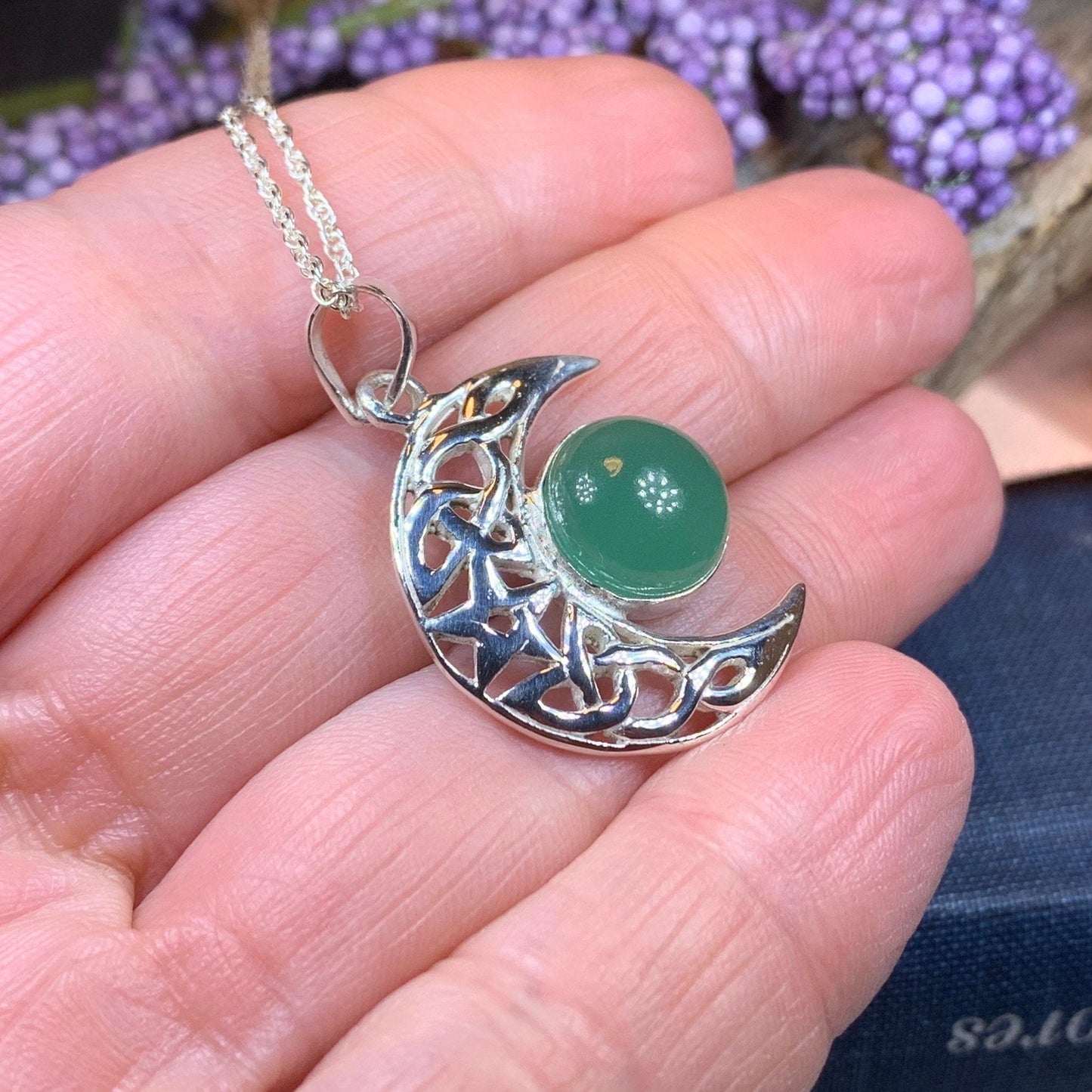 Midnight Celtic Moon Necklace