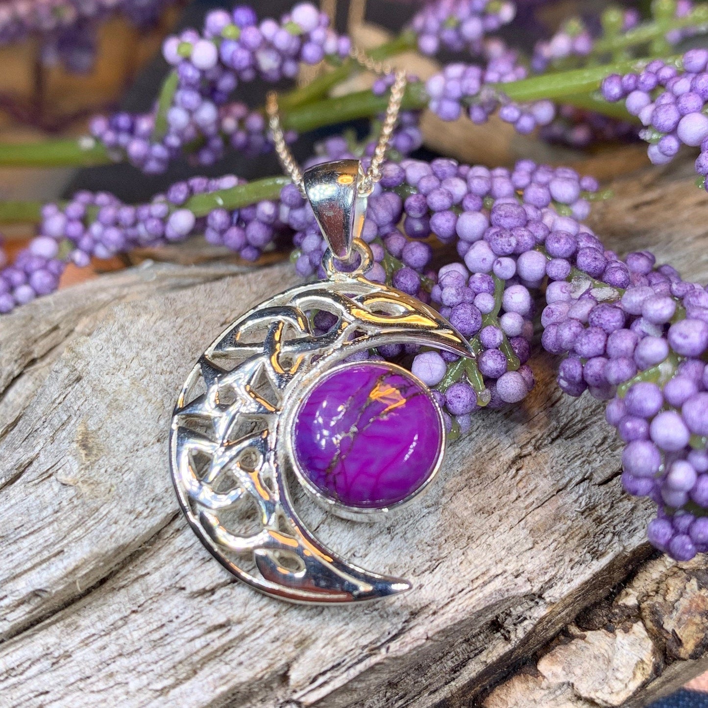 Midnight Celtic Moon Necklace