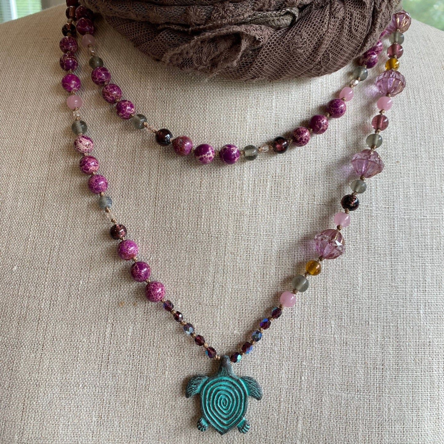 Purple Turtle Long Necklace
