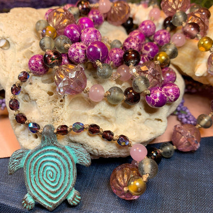Purple Turtle Long Necklace