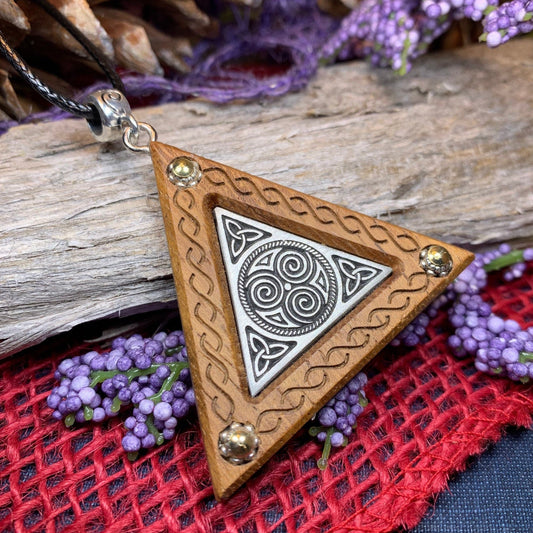 Black Walnut Triple Spiral Necklace