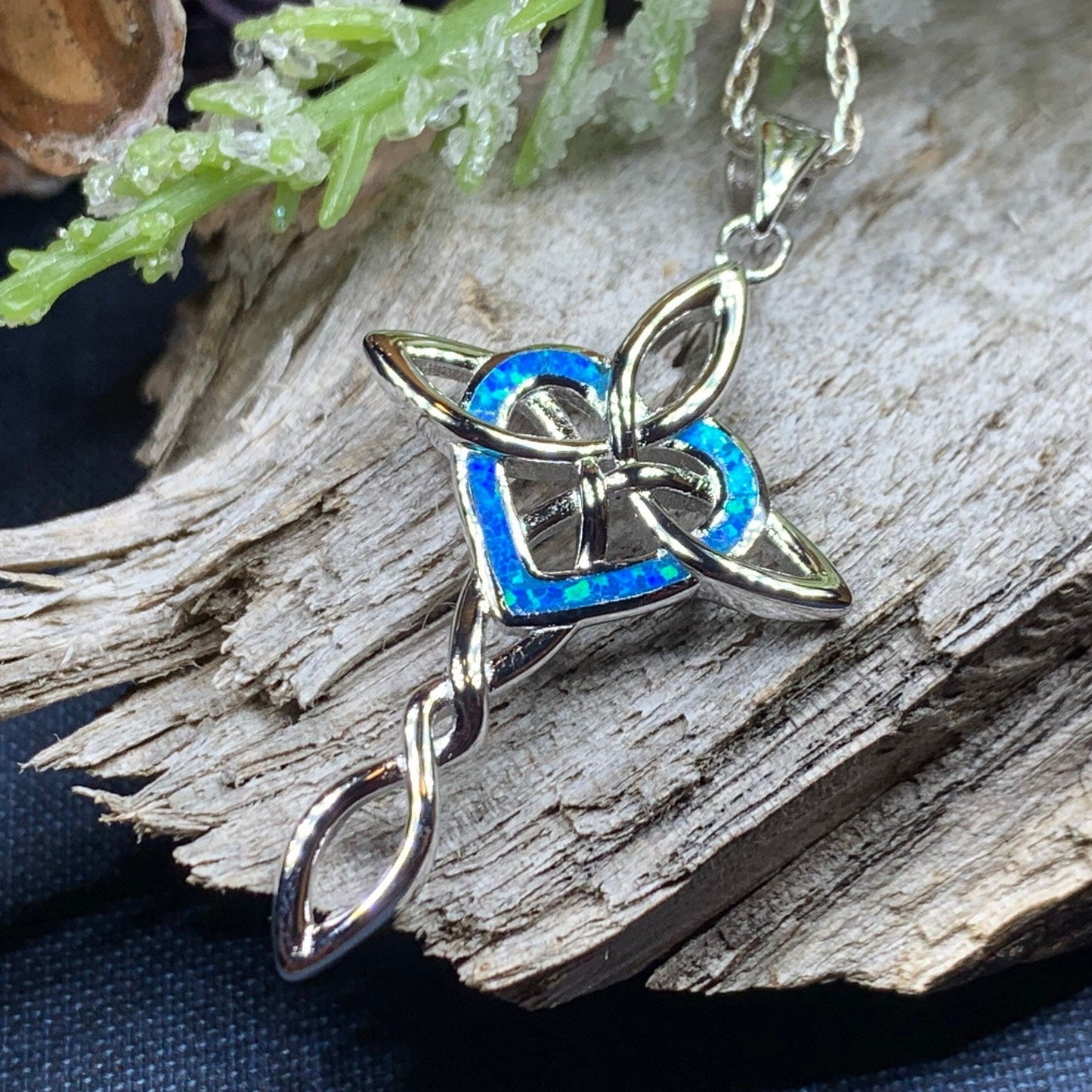 Aurora Opal Celtic Cross Necklace