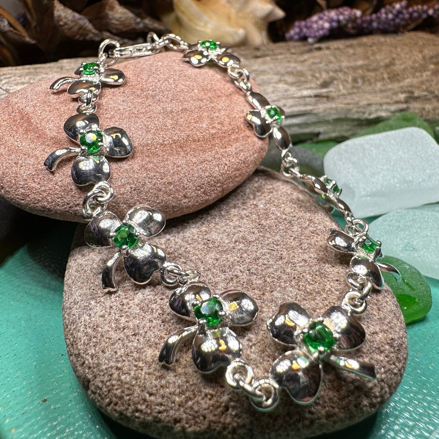 Emerald Shamrock Irish Bracelet