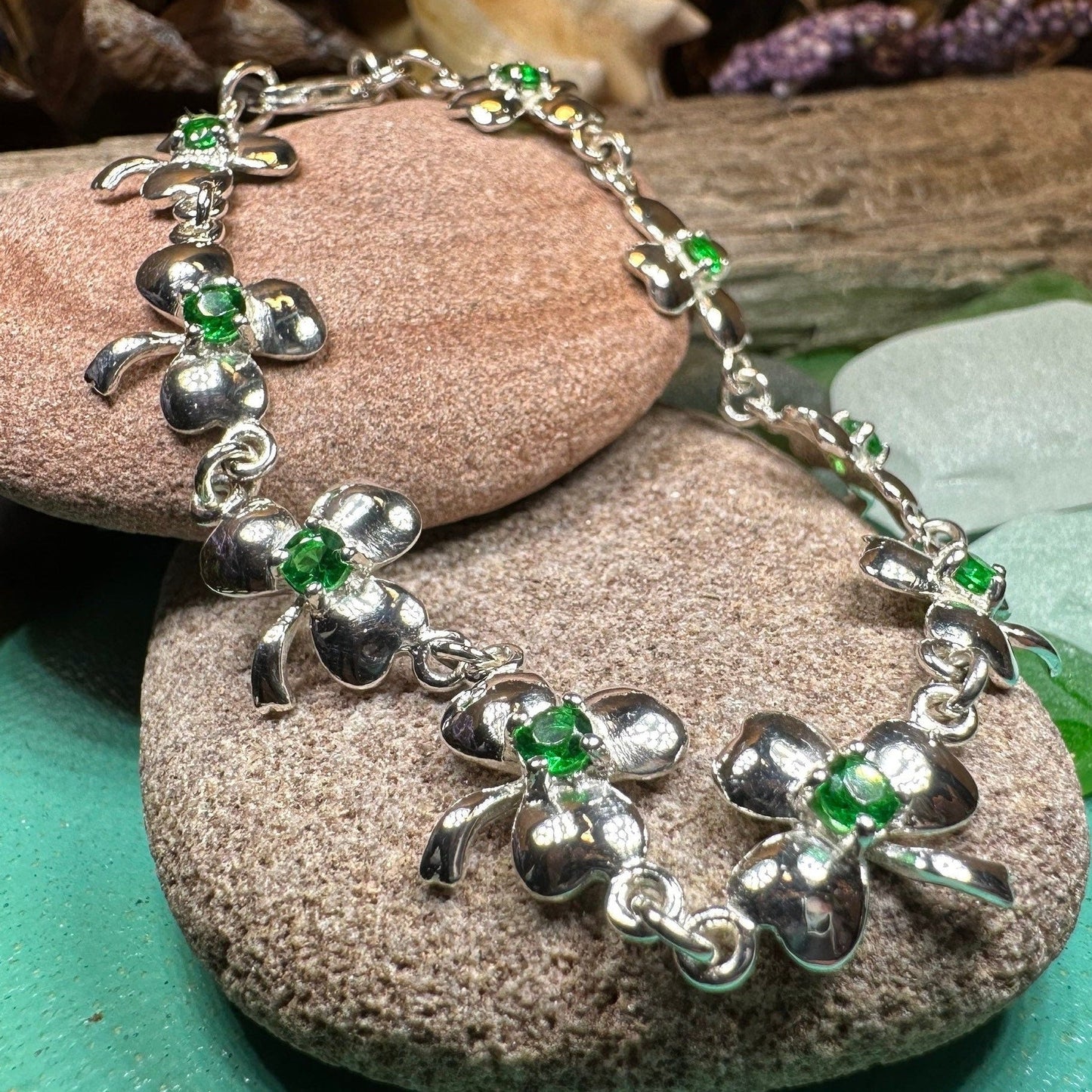 Emerald Shamrock Irish Bracelet