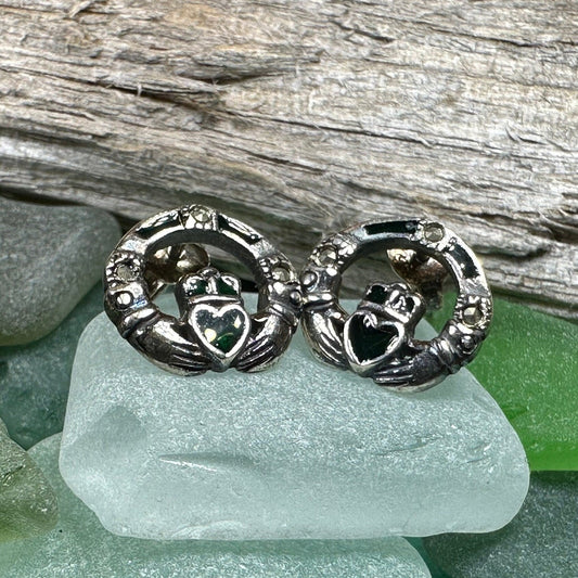 Irish Claddagh Stud Earrings