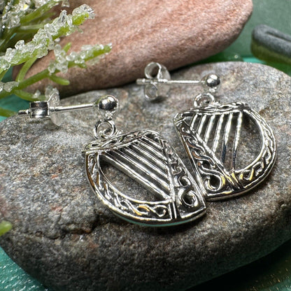 Liffey Harp Post Earrings