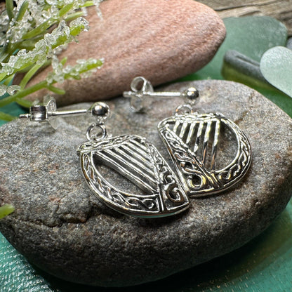 Liffey Harp Post Earrings