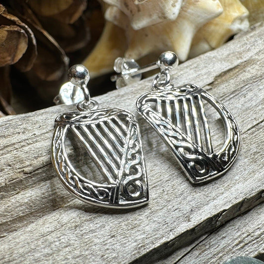 Liffey Harp Post Earrings