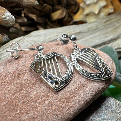 Liffey Harp Post Earrings