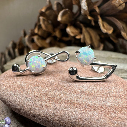 Opal Music Note Stud Earrings