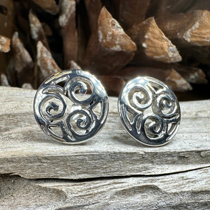 Siofra Celtic Triple Spiral Post Earrings