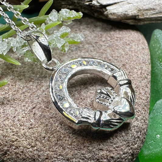 Sparkling Irish Claddagh Necklace