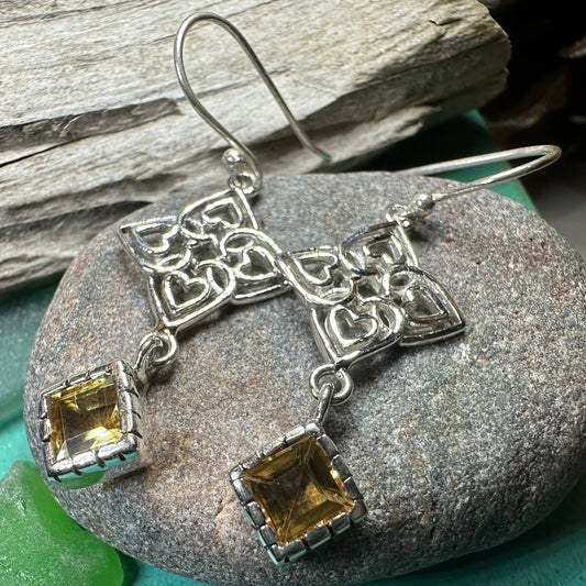 Celtic Love Knot Citrine Earrings