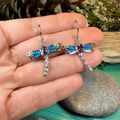 Amethyst Blue Dragonfly Earrings