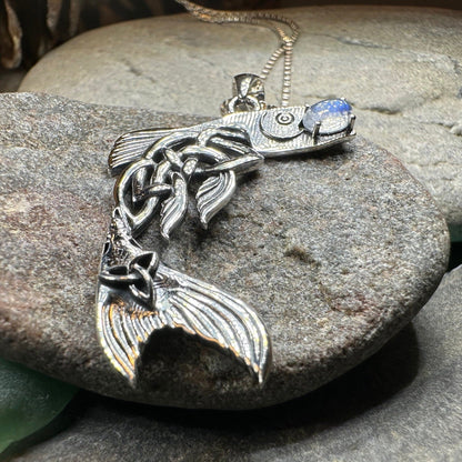 Irish Salmon of Knowledge Moonstone Necklace