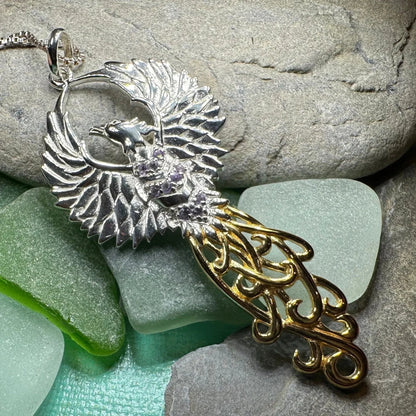 Golden Fire Phoenix Necklace