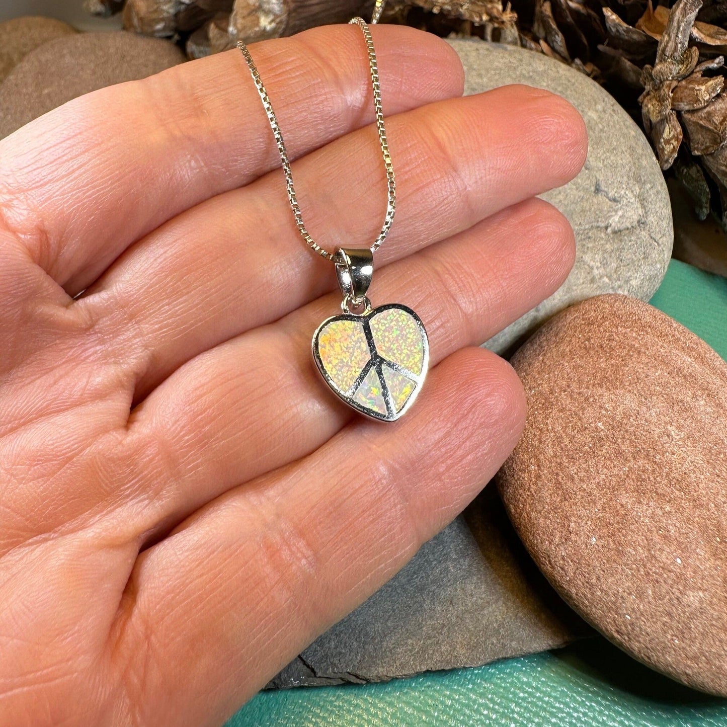Peace Sign Opal Necklace